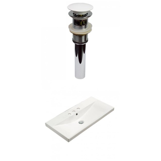 American Imaginations 31.73-in. W 3H4-in. Ceramic Top Set In White Color - Overflow Drain Incl. AI-30700