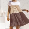 thumbnail image 3 of Bigersell Robe de la Saint-Valentin Offres Femme Col Rond Manches Courtes Longueur Genou Robe Soleil Style de Robe D-5 Robes de Maternité Robes d'Été Régulières, Kaki P, 3 of 6