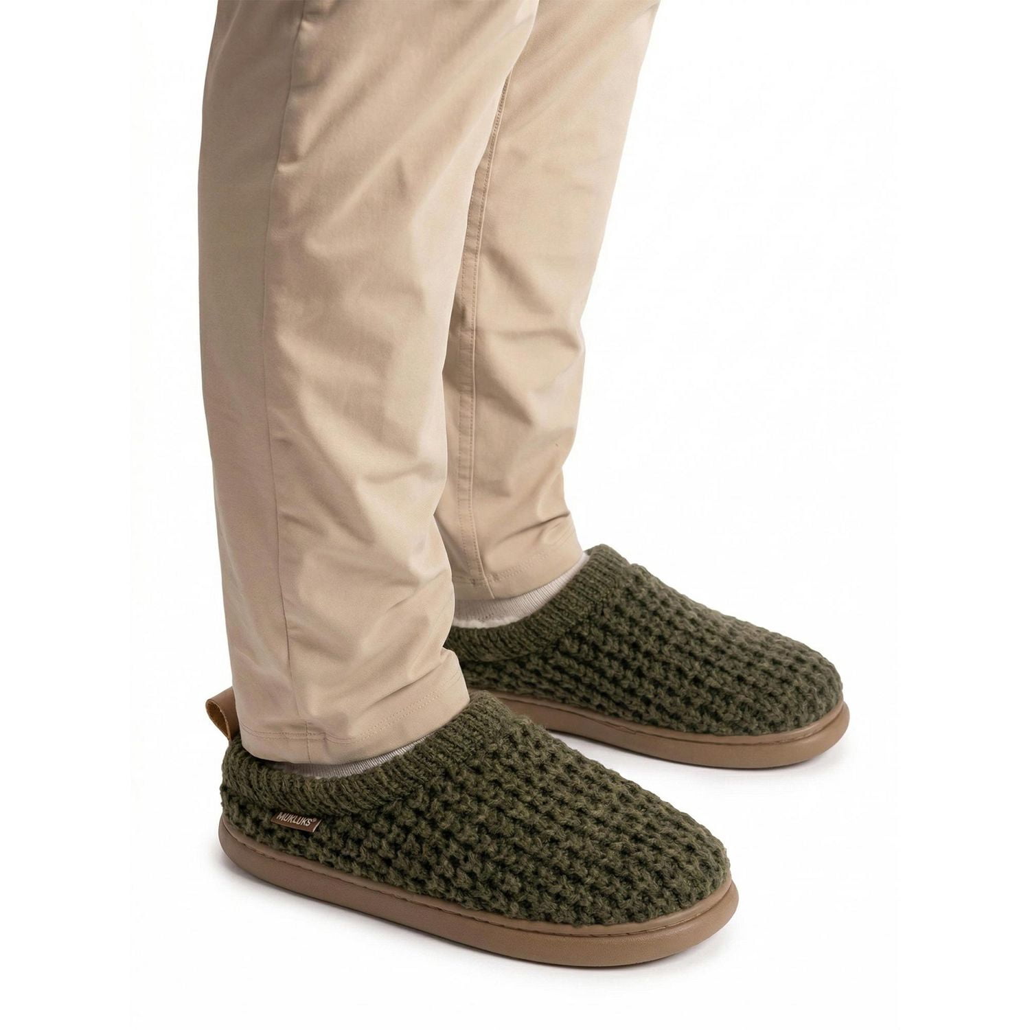 MUK LUKS Men's Clog Slippers Taupe, Sizes 7-12