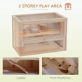 thumbnail image 4 of PawHut 24 Inch Hamster Cage, 2 Levels Small Animals Habitat, Natural Wood, 4 of 10