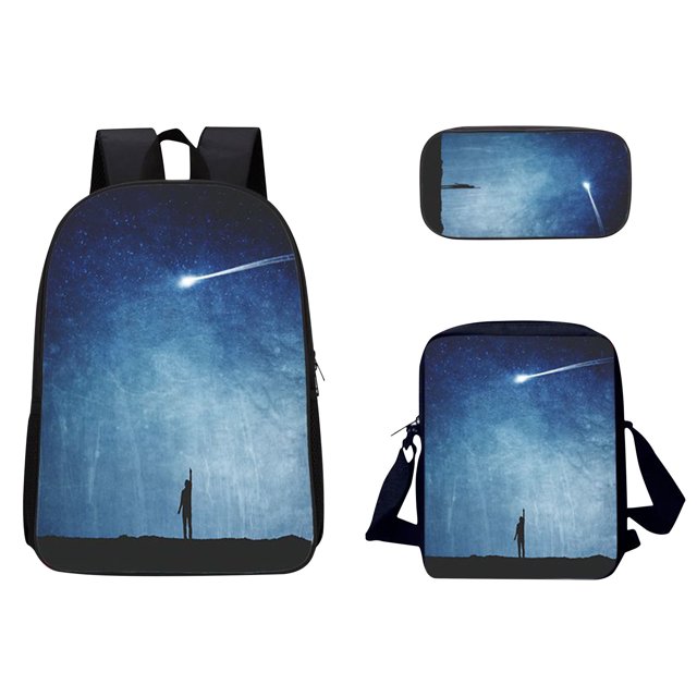 Agiferg 3D Sky Pattern School Bag Breathable Travel Outdoor Multifunctional Bag 3PC