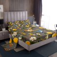 thumbnail image 1 of Erosebridal Chic Hummingbird Full Sheet Sets, Orange Lemon Beige Floral Flower Bedding Full Size, Microfiber 4pcs, 1 of 6