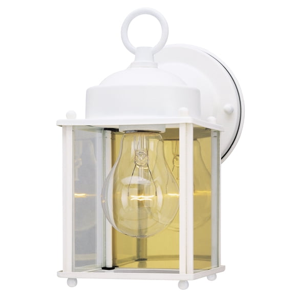 Westinghouse White 6697100 One-Light Exterior Wall Lantern Finish on Steel with Clear Glass Panels