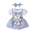 thumbnail image 1 of Barboteuse à Manches Courtes pour Filles, Justaucorps, Robe avec Bandeaux, 1 of 4