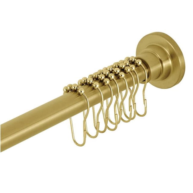 Kingston Brass SCC3117 Tringle de Rideau de Douche à Tension Réglable en Acier Inoxydable Edenscape de 60 à 72 Po avec Anneaux, Laiton Brossé