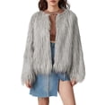 thumbnail image 1 of FOCUSNORM Women Faux Fur Coat Solid Color Open Front Long Sleeve Plus Size Jacket Warm Winter Outwear, 1 of 9