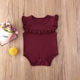 thumbnail image 2 of Newborn Baby Girl Basic Romper Solid Color Ruffle Sleeveless Bodysuit Onesie Clothes Black 12-18 Months, 2 of 7