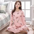 thumbnail image 3 of Printemps Automne Mignons Ensembles de Sommeil pour Femmes Col Rond Manches Longues et Pantalon Ensembles 2 Pcs Costume Décontracté Tenue d'Intérieur pour Dames Pyjama, 3 of 7