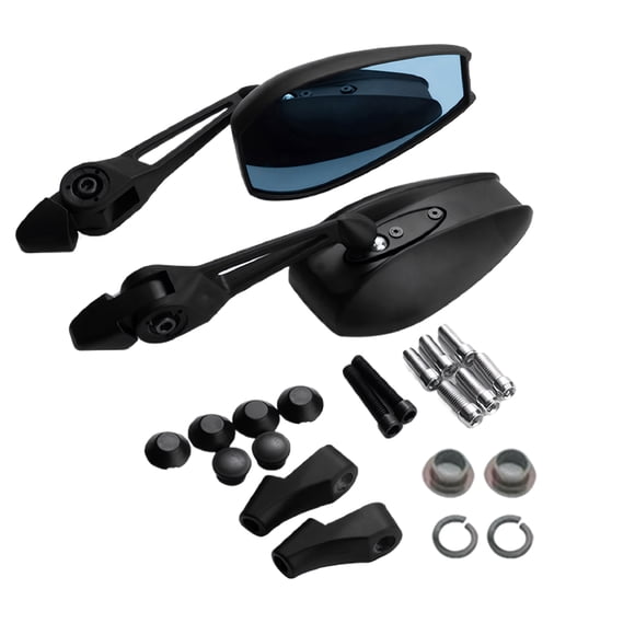 Transemion Adjustable Motorcycle Mirror For ATV And Dirt Bike Riders Suitable For Most Black BLUE GLASS