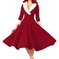 thumbnail image 1 of 2025 Robe Longue de Noël pour Femmes à Manches, Col en Fourrure, Robes Décontractées pour Femmes, Décolleté Plongeant, Tempérament, 1 of 7