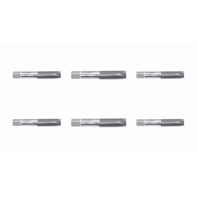Accusize 6pcs 7/8"-9NC H.S.S. Spiral Point Tap, Plug Style, Fully Ground, 3 Flute, SPT-7/8-9x6