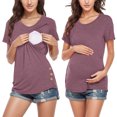thumbnail image 2 of Chemises à Manches Courtes pour Femmes Enceintes Femmes Allaitement Couleur Unie Col Rond Manches Courtes Col Rond Blouse d'Allaitement Blouses à Manches Courtes pour Femmes Hauts à Manches Courtes pour Femmes, 2 of 11