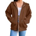 thumbnail image 1 of Mgmyaa Chandail en Molleton pour Femmes Mode Couleur Unie à Capuche avec Poche Manches Raglan Veste à Fermeture Éclair, 1 of 6