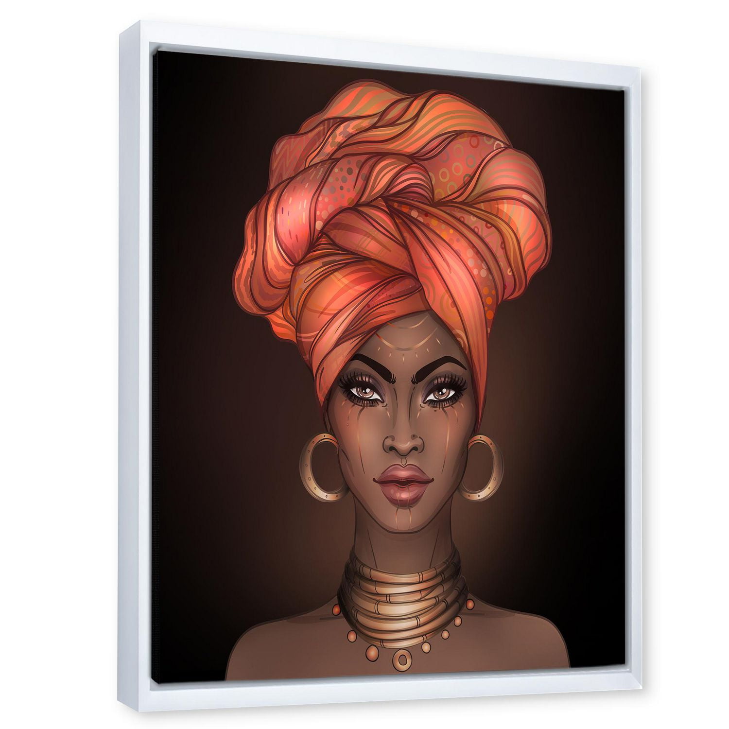 Designart Femme afro-américaine avec Turban V ART MURAL À CADRE FLOTTÉ