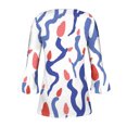 thumbnail image 5 of CEHVOM Femmes Mode Imprimé Décontracté Col en V Manches 3/4 T-Shirt Blouse Hauts Liquidation, 5 of 5