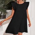 thumbnail image 2 of Kcodviy Robe Femme Fraîche Douce Amincissante Robe Femme Couleur Unie Robe Décontractée Grande Taille Robes Décontractées Jupe Robe en Lin Femmes Robes pour Femmes Été Robe Trapèze d'Été, 2 of 5