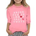 thumbnail image 1 of PMVFHDE Tunique à Manches Courtes pour Fille Tee-Shirt d'Été pour Fille T-Shirt Graphique T-Shirts Graphiques pour la Saint-Valentin Imprimé Fonctionnel Col Rond Manches 3/4 Rose, 5-6 Ans, 1 of 4
