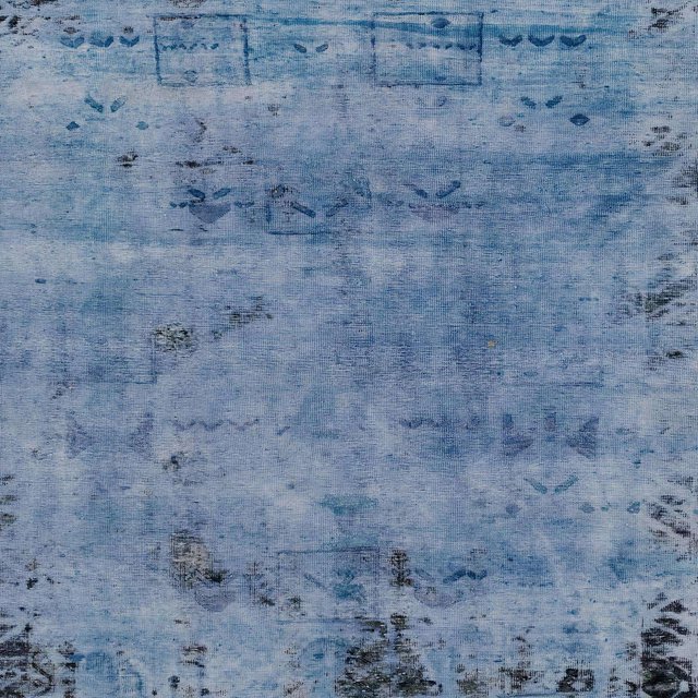 Ahgly Company Tapis d'Intérieur Carrés Abstraits Bleu Acier Style Persan, 3 Pieds Carré