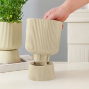 Plastic Flower Pots Yellow Plastic Flower Pot with Detachable Base Modern Resin Planter for Small Plants Home Decor(1-Piece) Rkxzt