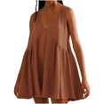 thumbnail image 2 of Ovzne Robes d'Été pour Femmes Robe Mode Été Décontractée Unie Col en V Sans Manches Mini Robe Grande Taille Maxi Robe Liquidation, 2 of 6