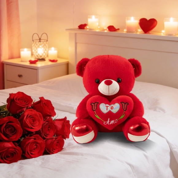 Wuztai Mignonne Poupée Ours Rose, Jouet Ours en Peluche de 10 Pouces, Animal en Peluche Doux Cadeau d'Anniversaire pour Petite Amie Enfants