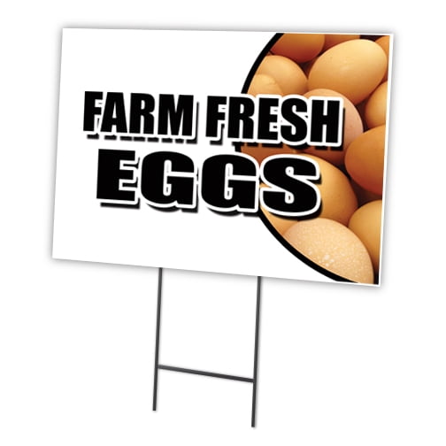 Farm Fresh Eggs 18"x24" Yard Sign & Stake Outdoor Plastic coroplast Window