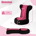 thumbnail image 3 of Costway Lazy Sofa Chair with Adjustable Headrest & Backrest, Sponge Padded Seat,Metal Frame Black + Pink, 3 of 9