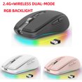 thumbnail image 3 of JOMAA Dual Mode Wireless Mouse, 2.4G & Bluetooth, 2400 DPI, RGB Backlight, USB-C Charging, White/Black/Pink, 3 of 8