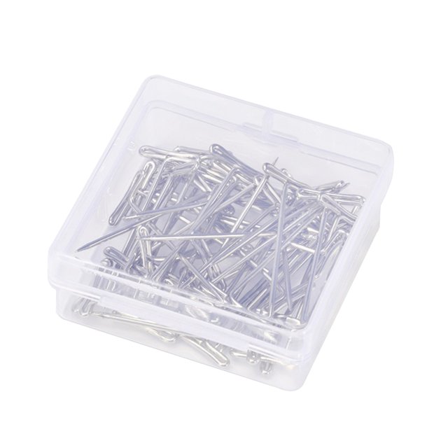 MasteelfCA 100pcs 32mm Wig Making Set Stainless Steel Wig T with Plastic Box for Wigs Sewing Blocking and Knitting