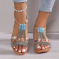 thumbnail image 2 of KAMUCC Women's Sandals with Wedge Design High Heel Rhinestone Bands and Elastic Strap Versatile for Outdoor and Beach, 2 of 5