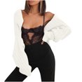 thumbnail image 2 of Qertyioot Womens Winter Fleece Jacket Ladies Solid Color Super Short Long Sleeve Sweater, 2 of 5