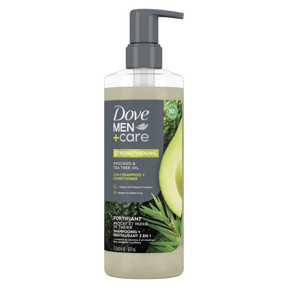Dove Men+Care 2-in-1 Shampoo + Conditioner Strengthening Tea Tree Oil, 517 ml