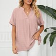 thumbnail image 3 of Birdeem Womens Fashion Short Sleeve Retro Round Neck Easter Solid Color Loose Tops Blouse Sleeve, 3 of 8