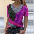 thumbnail image 2 of Blouse à Manches Courtes avec Col Brodé Imprimé Teinture sur Nœuds pour Femmes, 2 of 3
