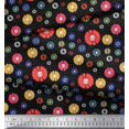 thumbnail image 2 of Soimoi Black polyester Crepe Fabric Dots & Aster Floral Print Sewing Fabric Yard 52 Inch Wide, 2 of 3