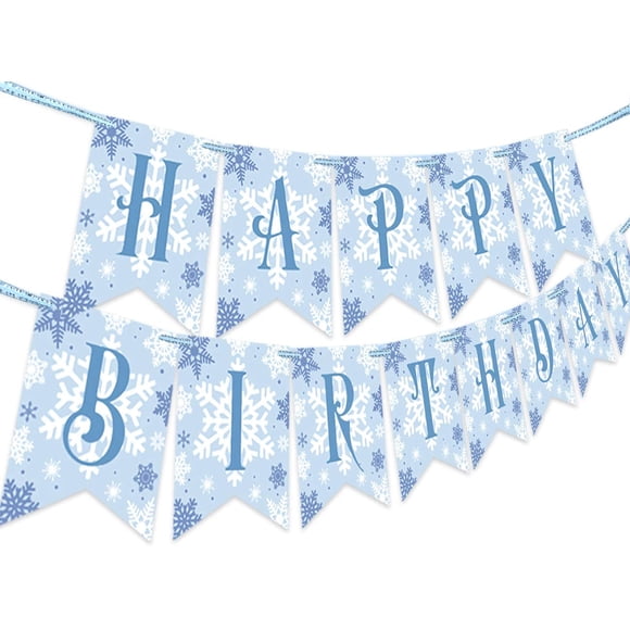 Snowflake Frozen Birthday Banner, Winter Wonderland 1st 2nd 3rd Birthday Party Decorations Snowflake Frozen Theme Party Christmas New Year Supplies