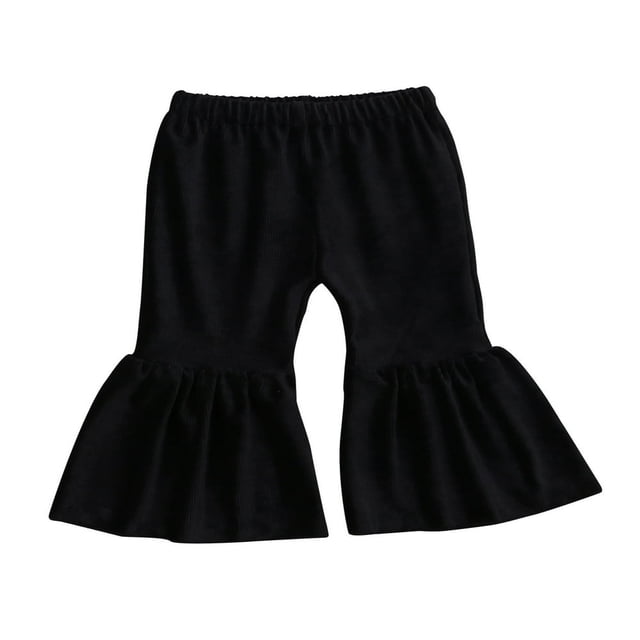 Infant Baby Girls Flare Pants Outfit Corduroy Trousers Ruffle Leggings Bell Bottom Clothes