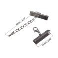 thumbnail image 2 of Unique Bargains 10Set Ribbon Crimp Clamp Ends Lobster Claw Clasps & Chain 25mm Metallic Black for DIY, 2 of 7