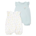 thumbnail image 1 of Huggies Happy Hugs Infant Girl Romper 2-Pack, 1 of 5