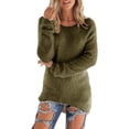 thumbnail image 2 of Meichang Chandails Duveteux et Pelucheux pour Femmes à Manches Longues, Col Rond, Coupe Ample, Chandail Mode Chaud d'Hiver, Hauts Longs, Couleur Unie, Chemises Confortables, 2 of 5