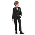 thumbnail image 2 of MKOSPLRT Complets Formels pour Garçons Coupe Ajustée Ensemble de Costume pour Enfants 6 Pcs Veste Pantalon avec Chemise Habillée Nœud Papillon et Poche Carrée pour Mariage Bal, 2 of 9