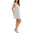 thumbnail image 4 of INSPIRE CHIC Robe pour Femme Paillettes Scintillantes Col en V Bretelles Ajustables Robe de Bal Courte Argent-Blanc Rose P, 4 of 7
