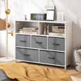 thumbnail image 4 of Costway Commode à 5 Tiroirs pour Chambre, Commode avec 2 Grands Bacs en Tissu, Blanc, 4 of 10