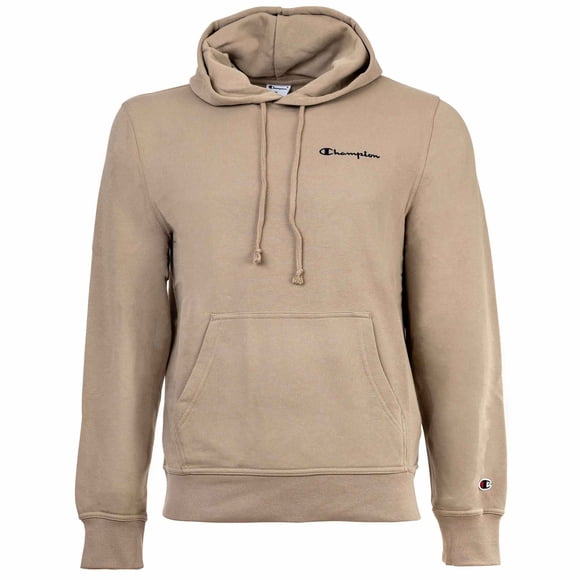 Champion Men Hoodie - Hooded sweatshirt, jumper, small logo, hood, plain colour Light brown L (Large)