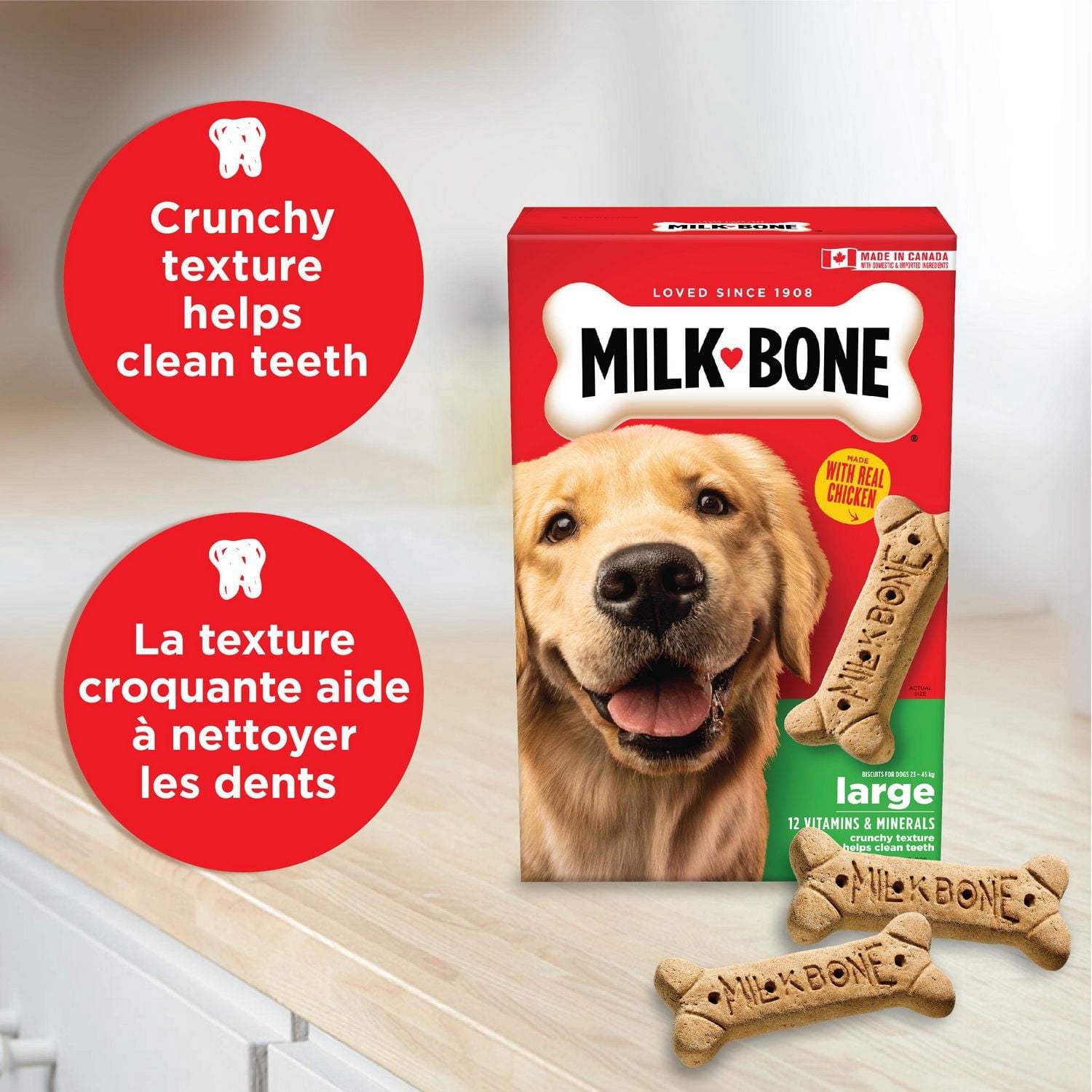 Milk-Bone Gâteries pour Chiens, Biscuits Croustillants Originaux, Grande 2kg