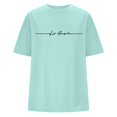 thumbnail image 4 of JIRNDf Hauts pour Femmes T-Shirts d'Été Tendance Imprimé Lettres Surdimensionné Col Rond Manches Courtes Décontracté Sport Ample Décontracté Simple T-Shirts Graphiques Mignons pour Adolescentes Vert Clair TG, 4 of 4