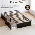 thumbnail image 2 of GAZHOME Twin XL Bed Frame with 2 Storage Drawers, Metal Platform Bed frame with Footboard, 9 Strong Metal Slat Support, No Box Spring Required, Black, 2 of 7