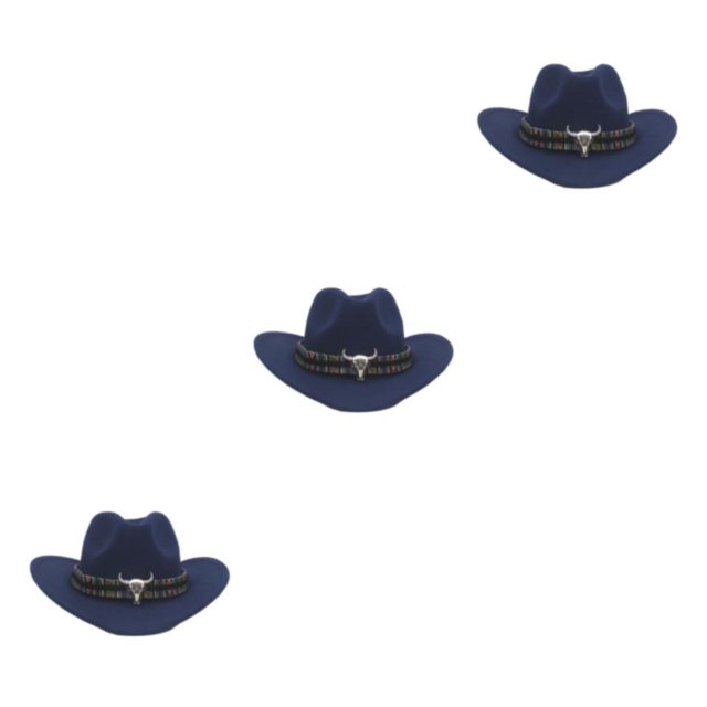 Decodeary Western Outback Cowboy Hat Channel Inner Cowboy Classic Hat Large Brim Provides dark blue 3Set