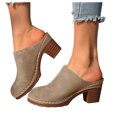 thumbnail image 1 of Women's Comfortable Slip On Chunky Heel Dressy Sandals Retro Suede Mules Open Back Non Slip Walking Clogs Red Size 9.5, 1 of 8