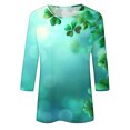 thumbnail image 5 of Diufon T-Shirts de la Saint-Patrick pour Femmes, Grande Taille, Imprimé Trèfle, Manches 3/4, Col Rond, 5 of 5